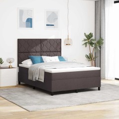 vidaXL Letto Box Spring e Materasso Marrone Scuro 140x200 cm Tessuto