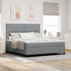 vidaXL Letto a Molle con Materasso Grigio Chiaro Super King Tessuto