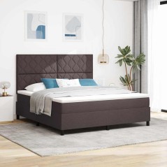 vidaXL Letto Box Spring con Materasso Marrone Scuro Super King in Tessuto