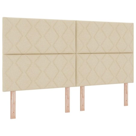 vidaXL Letto a molle con materasso crema in tessuto Super King