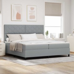 vidaXL Letto con box spring con materasso grigio chiaro 200x200 cm