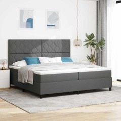 vidaXL Letto a Box Spring con Materasso Grigio Scuro 200x200 cm Tessuto