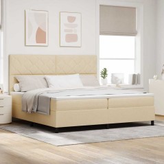 vidaXL Letto box spring con materasso crema 200x200 cm in tessuto