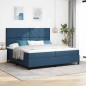 vidaXL Letto a Molle e Materasso Blu 200x200 cm in Tessuto