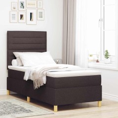 vidaXL Letto con rete a doghe e materasso marrone scuro 80x200 cm in tessuto