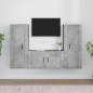 Set di Mobili Porta TV 3 pz Grigio Cemento in Legno Multistrato Set di Mobili Porta TV 3 pz Grigio Cemento in Legno Multistrato