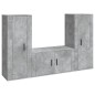 Set di Mobili Porta TV 3 pz Grigio Cemento in Legno Multistrato Set di Mobili Porta TV 3 pz Grigio Cemento in Legno Multistrato