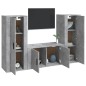 Set di Mobili Porta TV 3 pz Grigio Cemento in Legno Multistrato Set di Mobili Porta TV 3 pz Grigio Cemento in Legno Multistrato