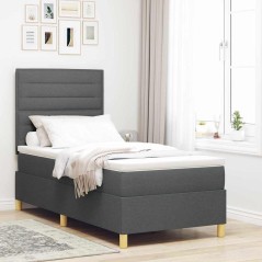 vidaXL Letto contenitore con materasso grigio scuro 100x200 cm tessuto