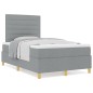 vidaXL Letto matrimoniale piccolo con rete a molle e materasso grigio chiaro in tessuto