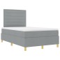 vidaXL Letto matrimoniale piccolo con rete a molle e materasso grigio chiaro in tessuto