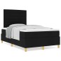 vidaXL Letto con box spring e materasso nero di tessuto matrimoniale piccolo