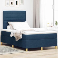 vidaXL Letto a Molle e Materasso Blu 120x200 cm in Tessuto