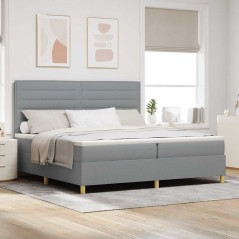 vidaXL Letto con Box Spring e Materasso Grigio Chiaro 200x200 cm Tessuto