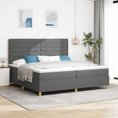 vidaXL Letto con Rete a Molle Grigio Scuro 200x200 cm Tessuto