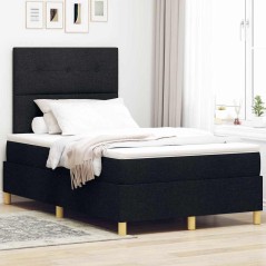 vidaXL Letto Box Spring e Materasso Nero Matrimoniale Piccolo in Tessuto