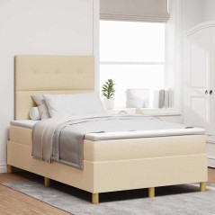vidaXL Letto Box Spring Con Materasso Panna Matrimoniale Piccola Tessuto