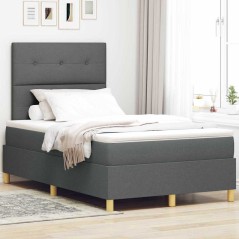 vidaXL Letto Box Spring con Materasso Grigio Scuro 120x200 cm Tessuto