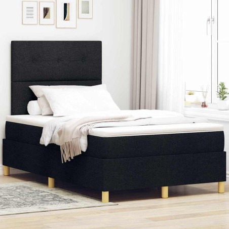 vidaXL Letto con box spring e materasso nero 120x200 cm tessuto