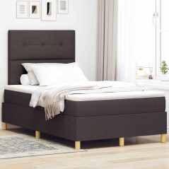 vidaXL Letto con Rete con Materasso Marrone Scuro 120x200 cm Tessuto