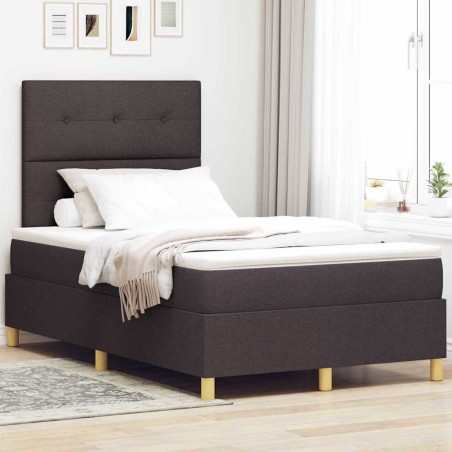 vidaXL Letto con Rete con Materasso Marrone Scuro 120x200 cm Tessuto