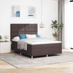 vidaXL Letto a molle con materasso marrone scuro 140x190 cm in tessuto