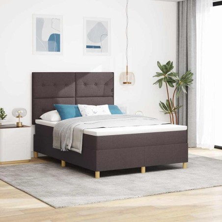 vidaXL Letto a molle con materasso marrone scuro 140x190 cm in tessuto