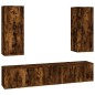 Set di Mobili Porta TV 4 pz Rovere Fumo in Legno Multistrato Set di Mobili Porta TV 4 pz Rovere Fumo in Legno Multistrato