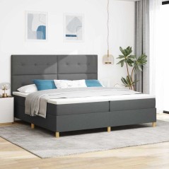 vidaXL Letto a Molla e Materasso Grigio Scuro 200x200 cm in Tessuto