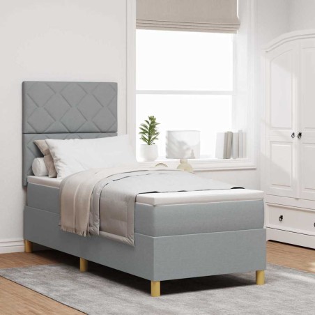 vidaXL Letto box spring con materasso grigio chiaro 80x200 cm in tessuto