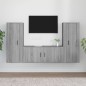 Set Mobili Porta TV 3 pz Grigio Sonoma in Legno Multistrato Set Mobili Porta TV 3 pz Grigio Sonoma in Legno Multistrato