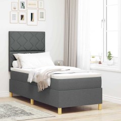 vidaXL Letto Box Spring con Materasso Grigio Scuro 80x200 cm in Tessuto