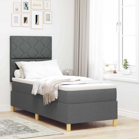 vidaXL Letto Box Spring con Materasso Grigio Scuro 80x200 cm in Tessuto