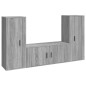 Set Mobili Porta TV 3 pz Grigio Sonoma in Legno Multistrato Set Mobili Porta TV 3 pz Grigio Sonoma in Legno Multistrato