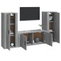 Set Mobili Porta TV 3 pz Grigio Sonoma in Legno Multistrato Set Mobili Porta TV 3 pz Grigio Sonoma in Legno Multistrato