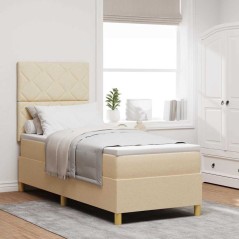 vidaXL Letto a rete con Materasso Panna 80x200 cm in Tessuto