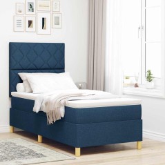 vidaXL Letto con Box Spring Blu 90x200 cm Tessuto