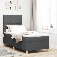 vidaXL Letto a Rete con Materasso Grigio Scuro 100x200 cm Tessuto