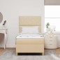vidaXL Letto con rete a molle Panna 100x200 cm Tessuto vidaXL Letto con rete a molle Panna 100x200 cm Tessuto