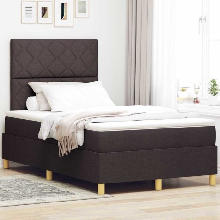 vidaXL Letto con Box Spring e Materasso Marrone Scuro Piccolo Matrimoniale Tessuto