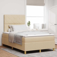 vidaXL Letto Box Spring con Materasso Panna Piccolo Matrimoniale Tessuto