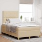 vidaXL Letto a contenitore con materasso crema 120x200 cm tessuto