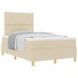 vidaXL Letto a contenitore con materasso crema 120x200 cm tessuto