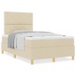 vidaXL Letto a contenitore con materasso crema 120x200 cm tessuto