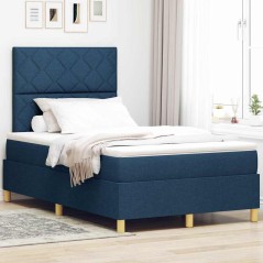 vidaXL Letto con rete a doghe e materasso blu 120x200 cm tessuto