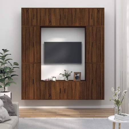 Set Mobili Porta TV 8pz Rovere Marrone in Legno Multistrato