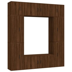 Set Mobili Porta TV 8pz Rovere Marrone in Legno Multistrato
