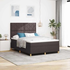 vidaXL Letto con rete a molle con materasso marrone scuro 140x200 cm tessuto