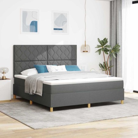 vidaXL Letto Box Spring con Materasso Grigio Scuro Super King Tessuto
