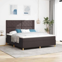 vidaXL Letto con Rete e Materasso Marrone Scuro Super King in Tessuto